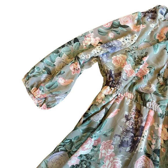 Torrid Tea Length Chiffon Front Tie Dress Floral Print Wedding Guest Size 2X - Picture 4 of 12